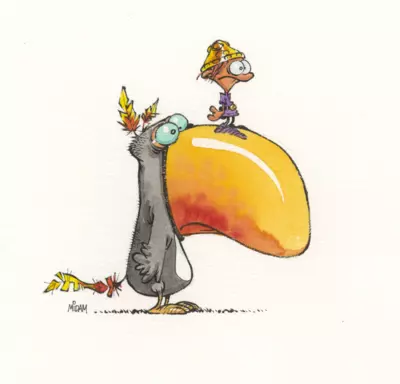 Petit Barbare et oiseau gros bec